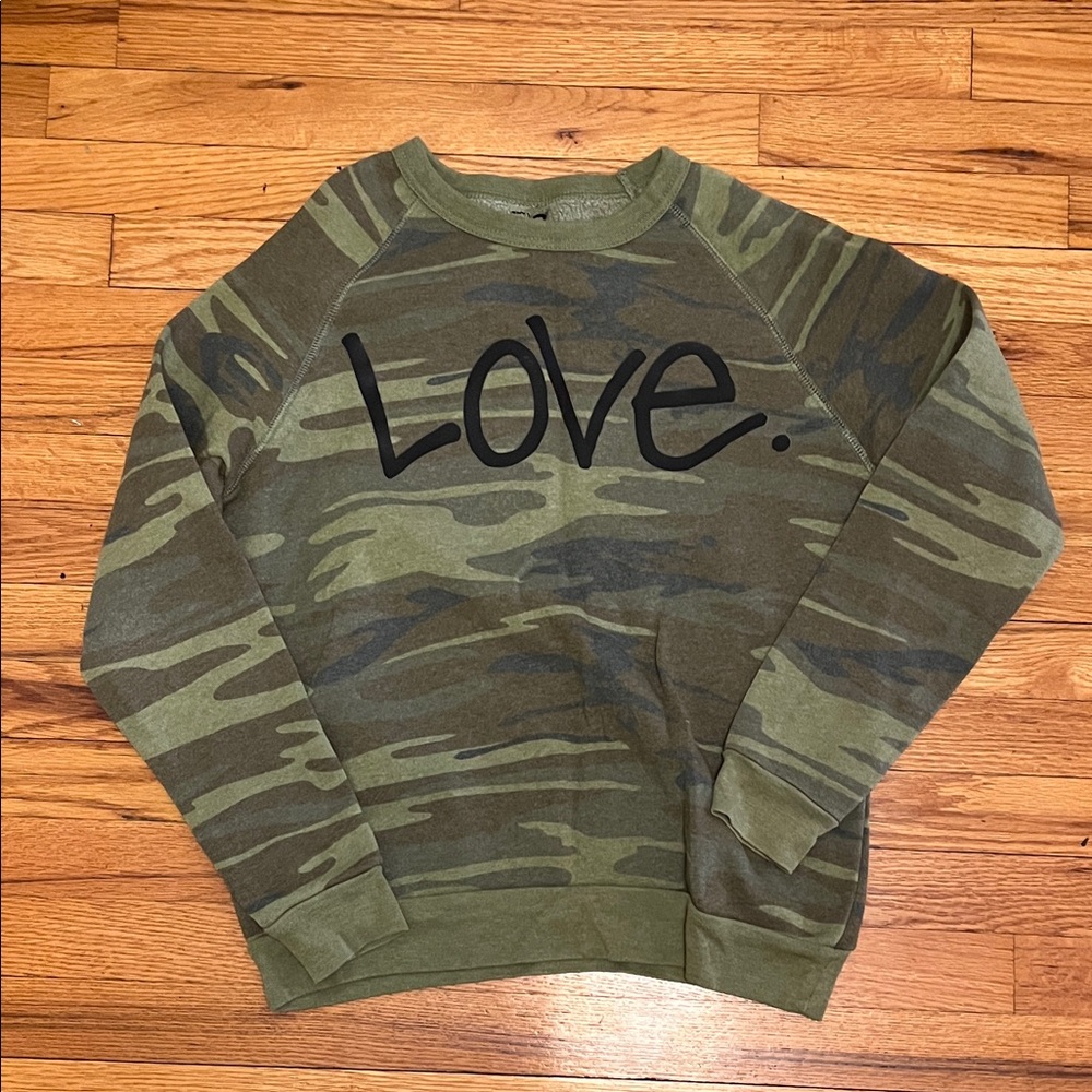 Camo Green Love Sweater